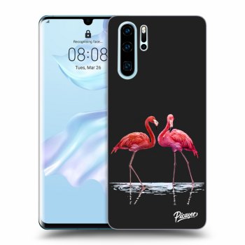 Picasee silikonový černý obal pro Huawei P30 Pro - Flamingos couple