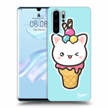 Picasee silikonový průhledný obal pro Huawei P30 Pro - Ice Cream Cat