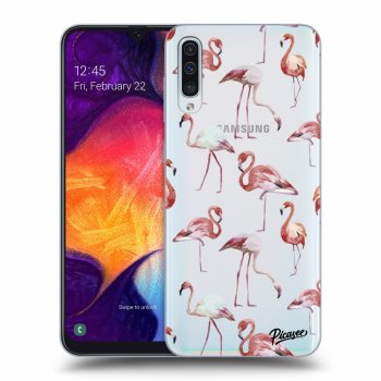 Picasee silikonový průhledný obal pro Samsung Galaxy A50 A505F - Flamingos