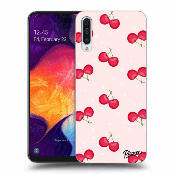 Picasee silikonový průhledný obal pro Samsung Galaxy A50 A505F - Cherries