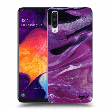 Picasee silikonový průhledný obal pro Samsung Galaxy A50 A505F - Purple glitter