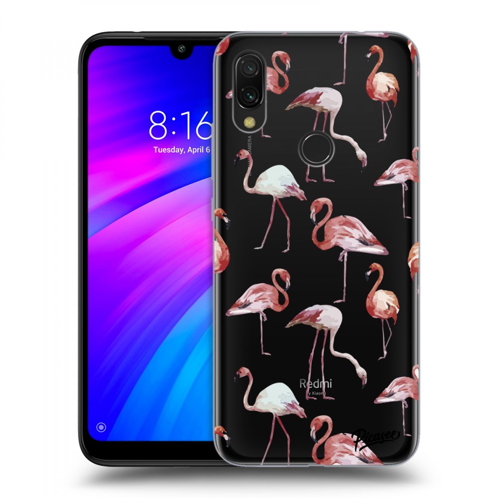 Picasee silikonový průhledný obal pro Xiaomi Redmi 7 - Flamingos