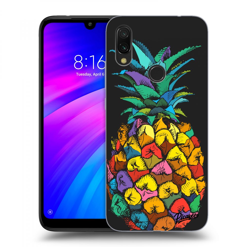 Picasee silikonový černý obal pro Xiaomi Redmi 7 - Pineapple