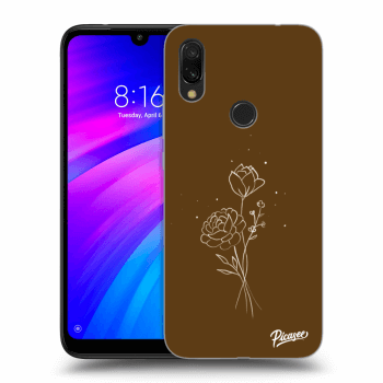 Picasee silikonový průhledný obal pro Xiaomi Redmi 7 - Brown flowers