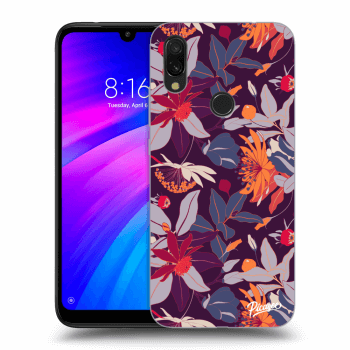 Picasee silikonový průhledný obal pro Xiaomi Redmi 7 - Purple Leaf