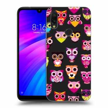 Picasee silikonový černý obal pro Xiaomi Redmi 7 - Owls
