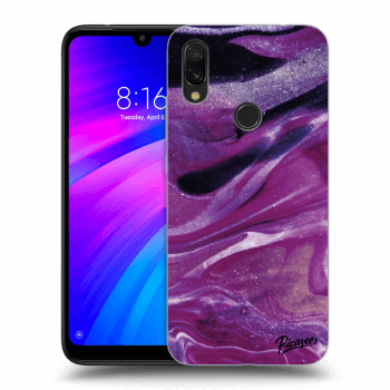 Picasee silikonový průhledný obal pro Xiaomi Redmi 7 - Purple glitter
