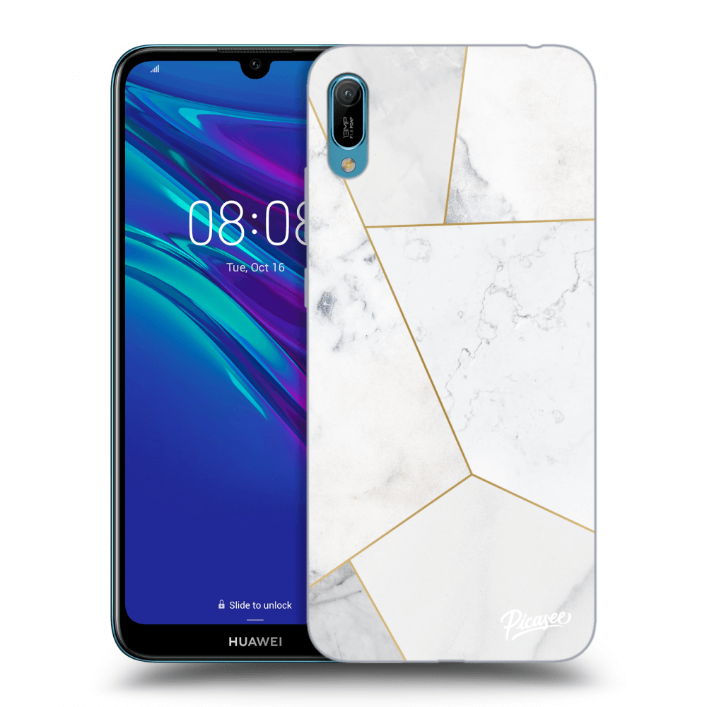 Picasee silikonový průhledný obal pro Huawei Y6 2019 - White tile
