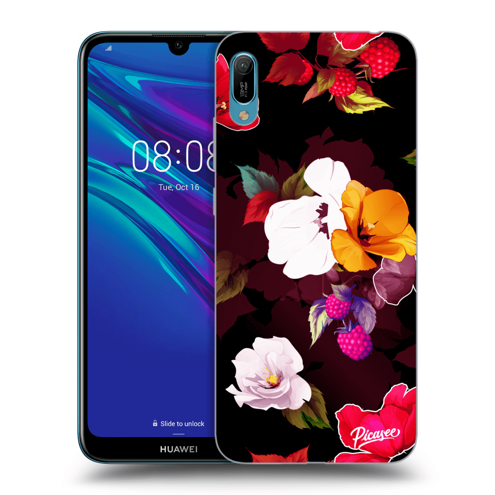 Picasee silikonový černý obal pro Huawei Y6 2019 - Flowers and Berries