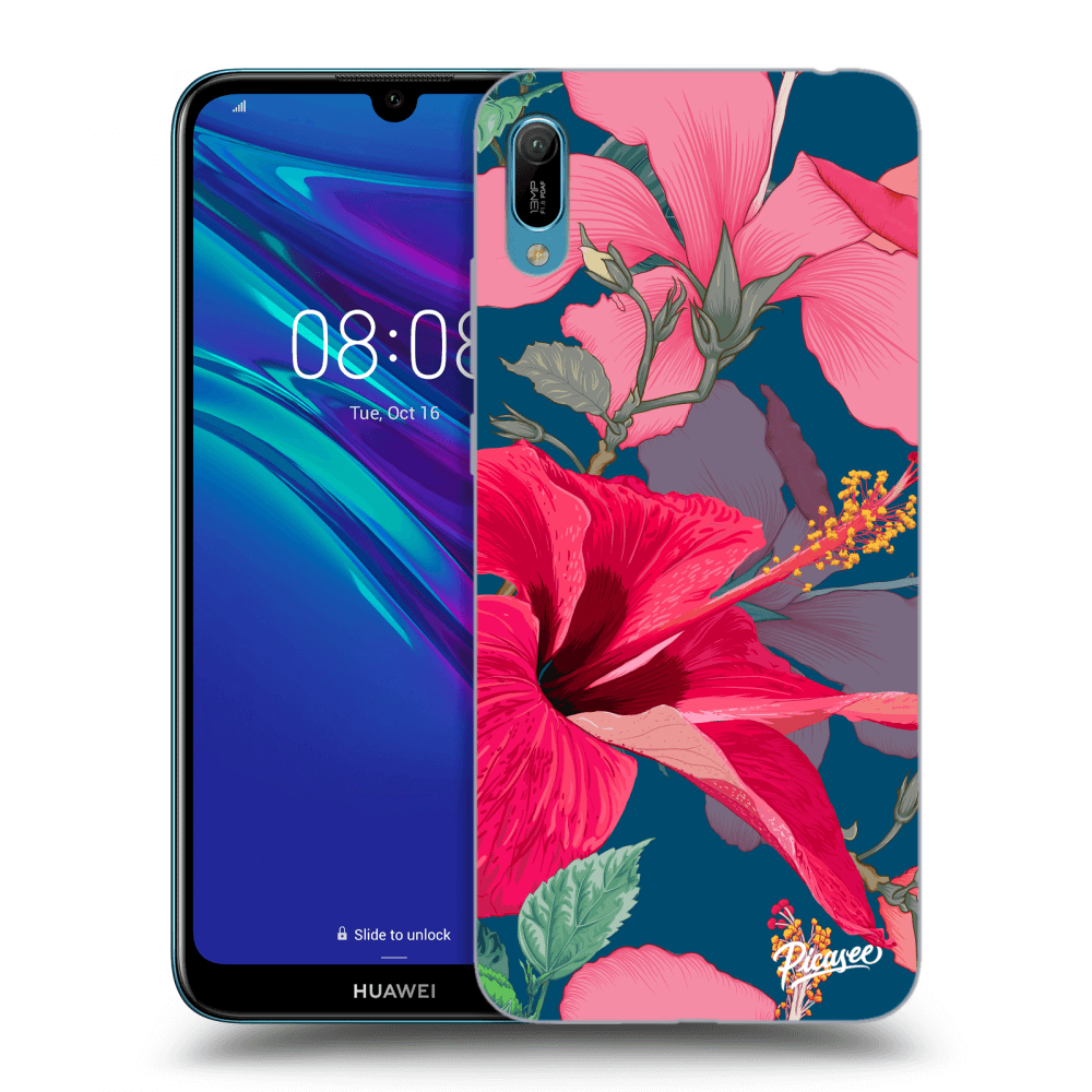 Picasee silikonový černý obal pro Huawei Y6 2019 - Hibiscus