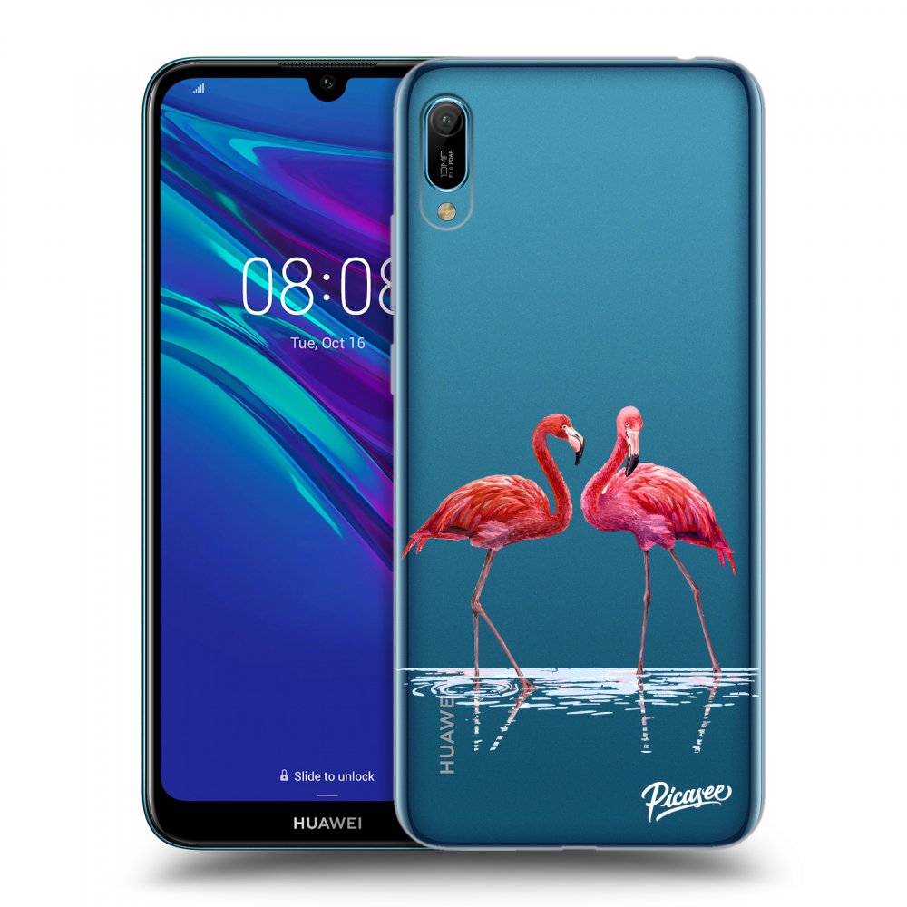 Picasee silikonový průhledný obal pro Huawei Y6 2019 - Flamingos couple