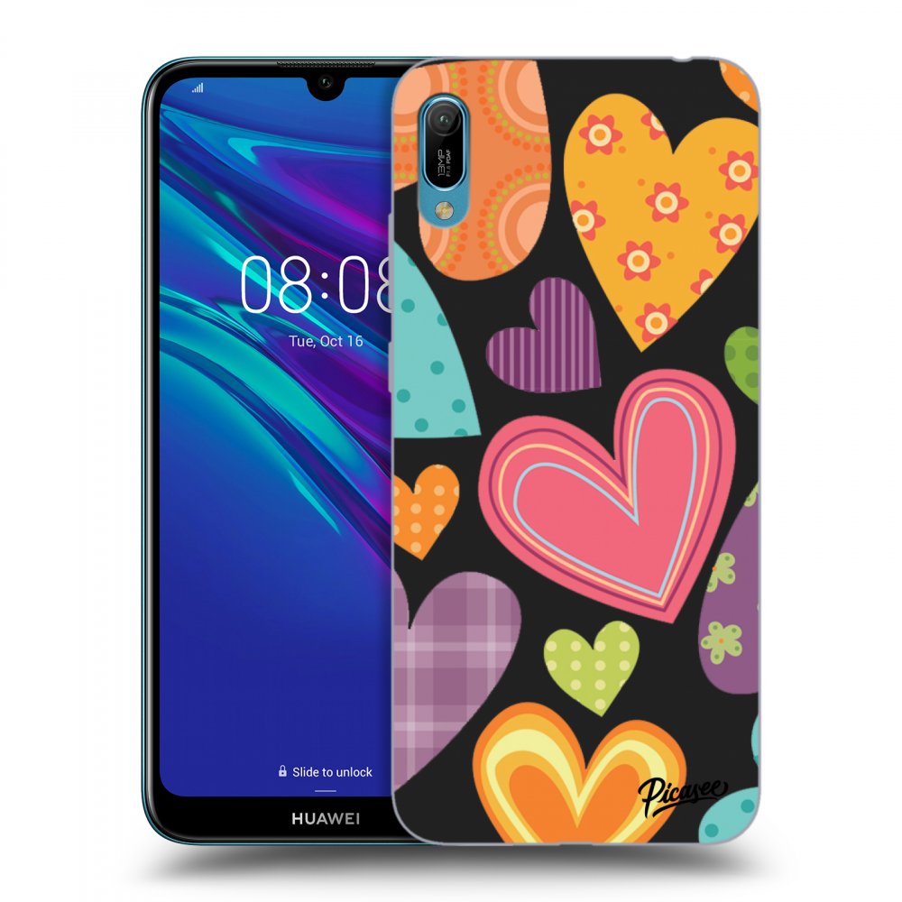 Picasee silikonový černý obal pro Huawei Y6 2019 - Colored heart