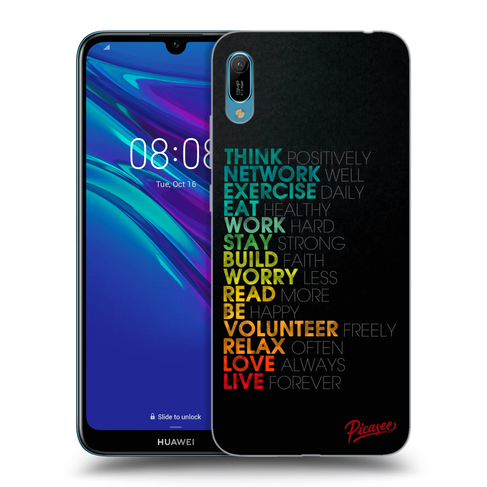 Picasee silikonový černý obal pro Huawei Y6 2019 - Motto life