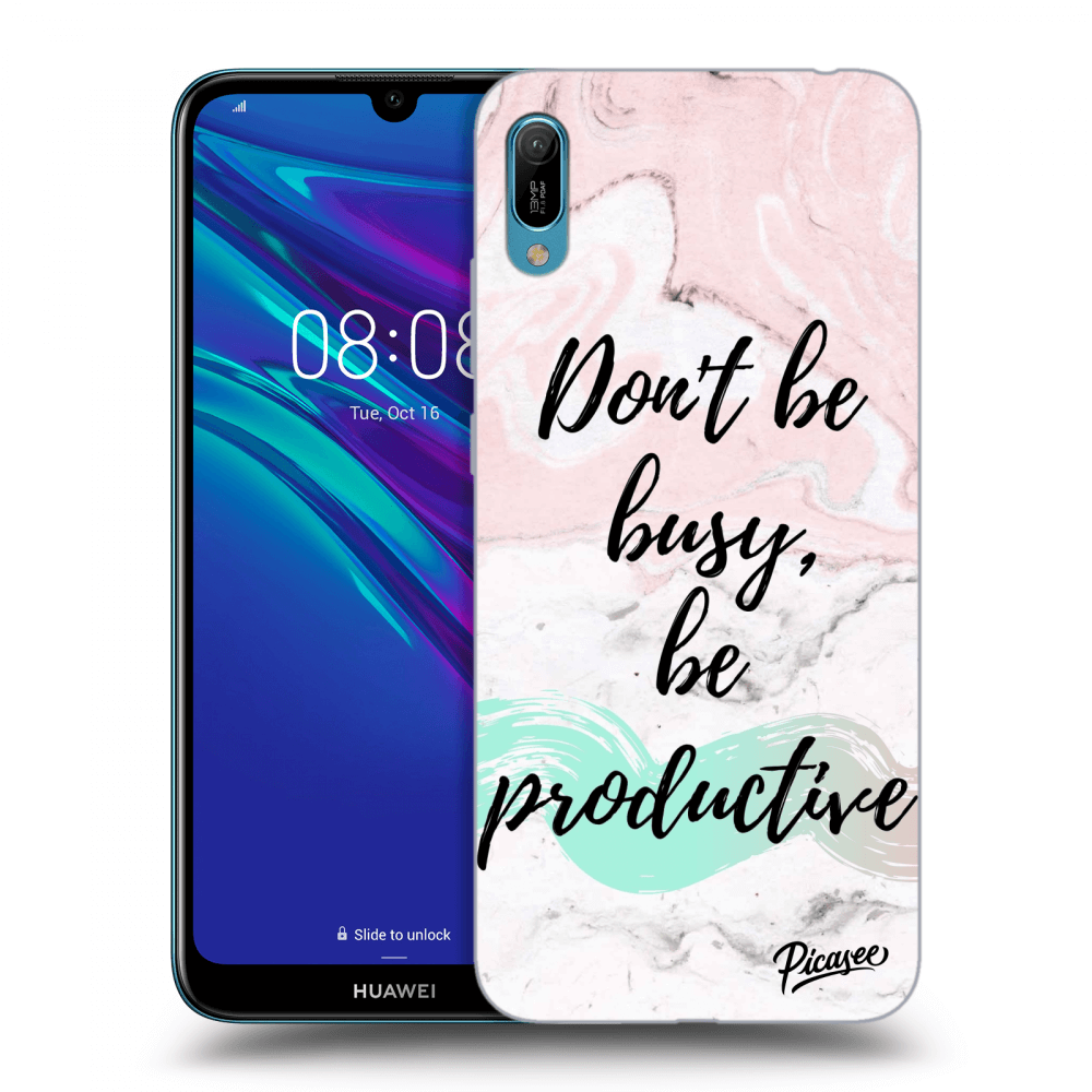 Picasee silikonový černý obal pro Huawei Y6 2019 - Don't be busy, be productive