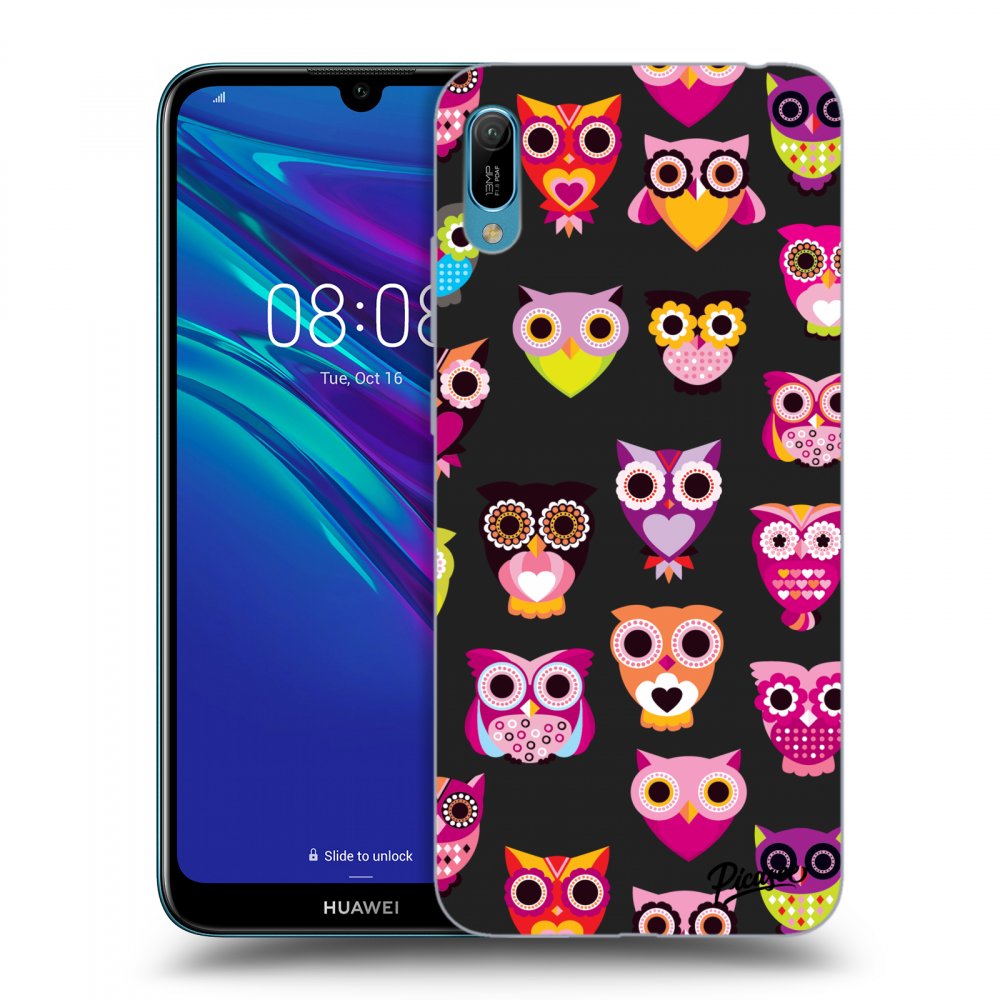 Picasee silikonový černý obal pro Huawei Y6 2019 - Owls