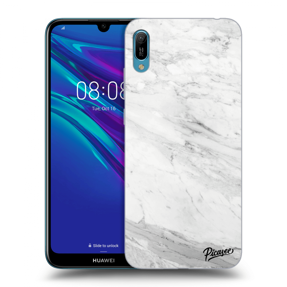 Picasee silikonový černý obal pro Huawei Y6 2019 - White marble