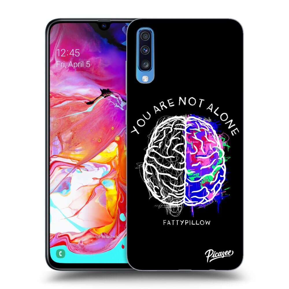 Picasee silikonový průhledný obal pro Samsung Galaxy A70 A705F - Brain - White