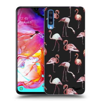 Picasee silikonový černý obal pro Samsung Galaxy A70 A705F - Flamingos