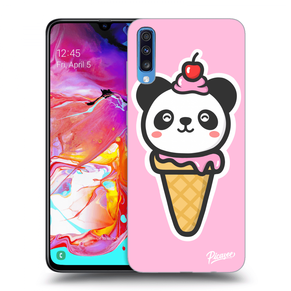 Picasee silikonový průhledný obal pro Samsung Galaxy A70 A705F - Ice Cream Panda