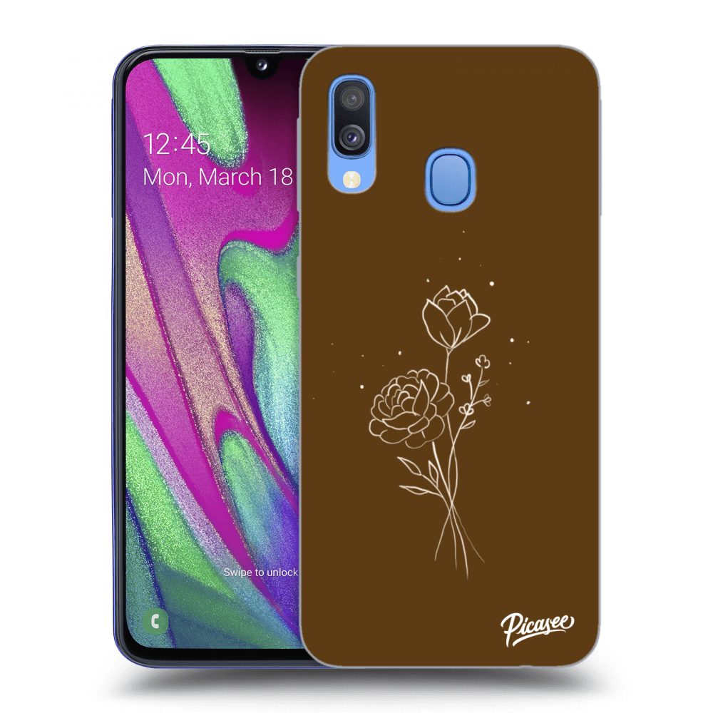 Picasee silikonový průhledný obal pro Samsung Galaxy A40 A405F - Brown flowers