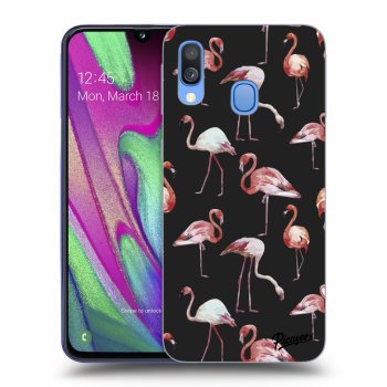 Picasee silikonový černý obal pro Samsung Galaxy A40 A405F - Flamingos