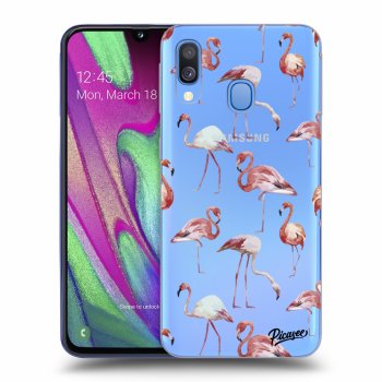 Picasee silikonový průhledný obal pro Samsung Galaxy A40 A405F - Flamingos