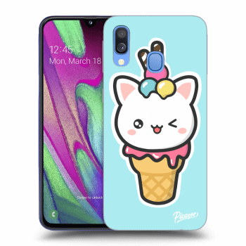 Picasee silikonový černý obal pro Samsung Galaxy A40 A405F - Ice Cream Cat