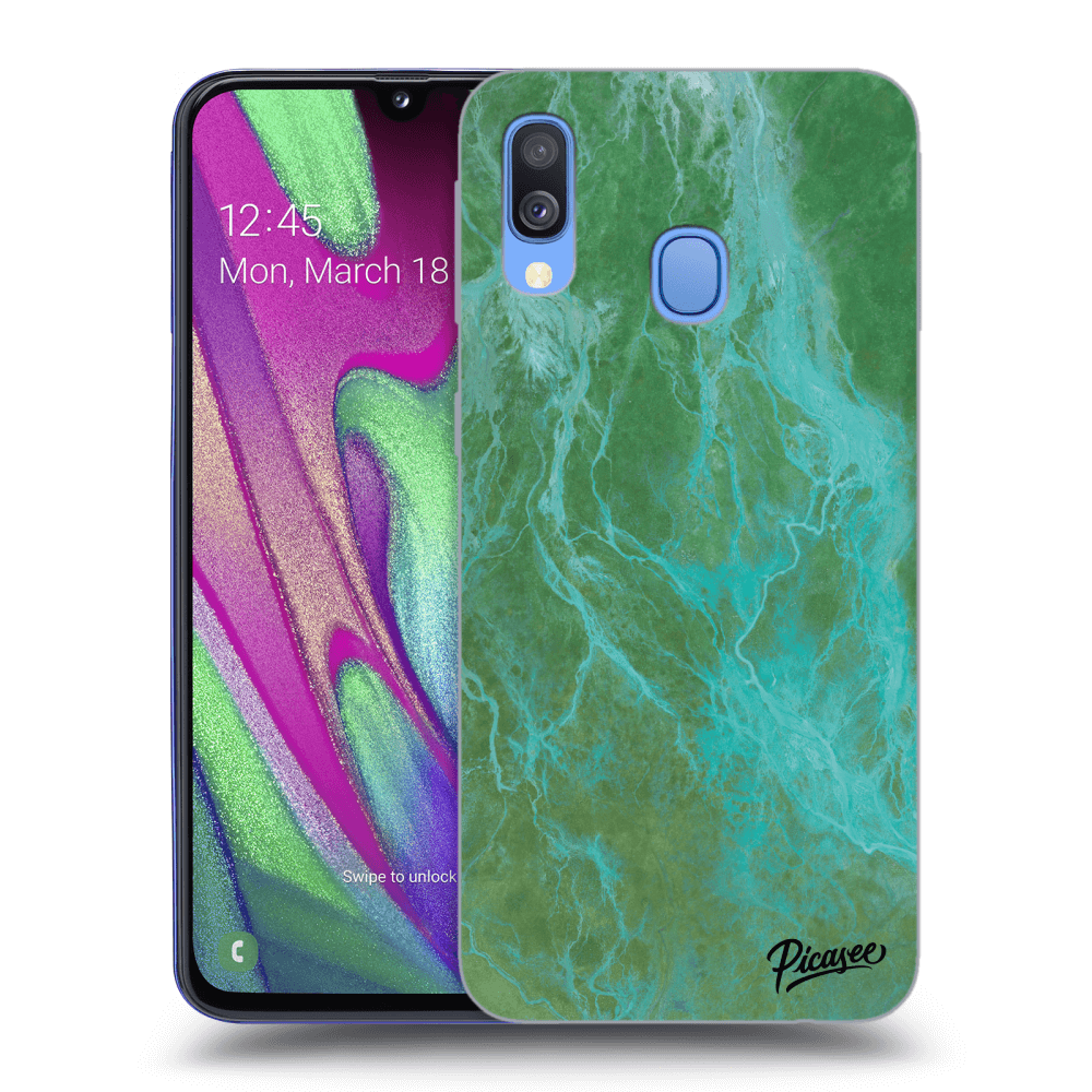 Picasee silikonový průhledný obal pro Samsung Galaxy A40 A405F - Green marble