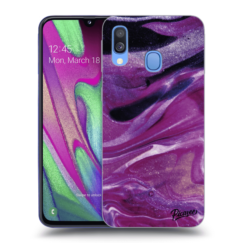 Picasee silikonový průhledný obal pro Samsung Galaxy A40 A405F - Purple glitter