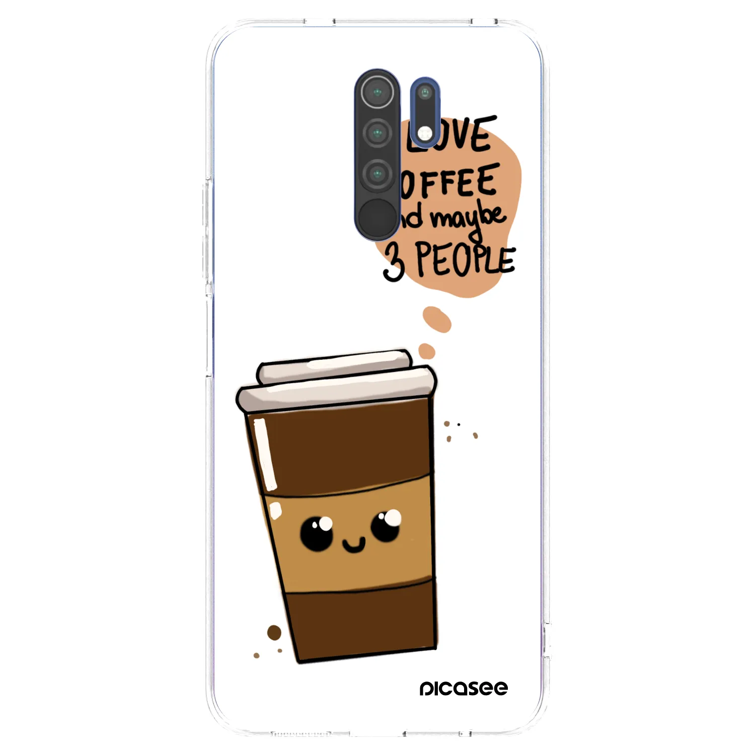Picasee silikonový průhledný obal pro Xiaomi Redmi 9 - Cute coffee