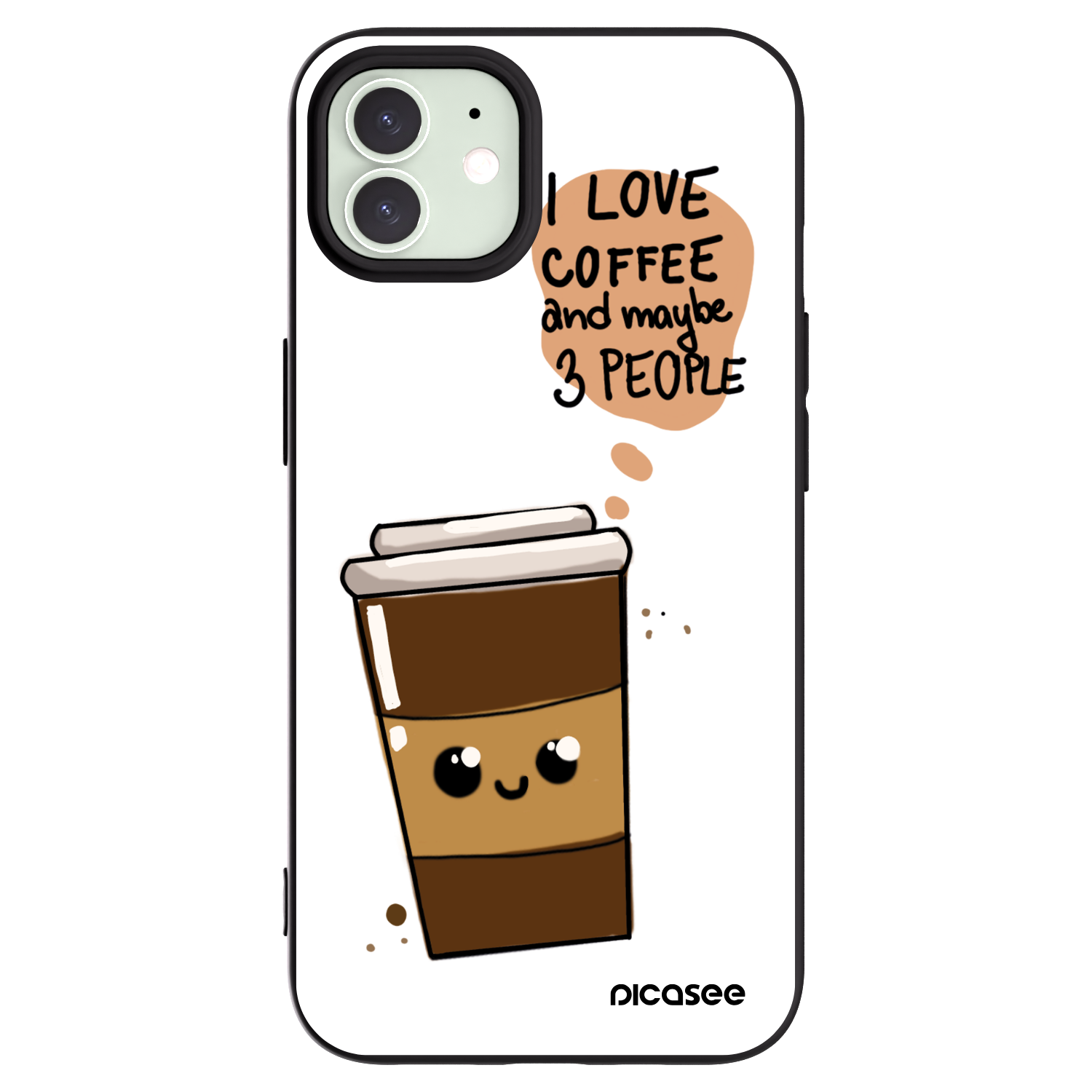 Picasee silikonový černý obal pro Apple iPhone 12 - Cute coffee