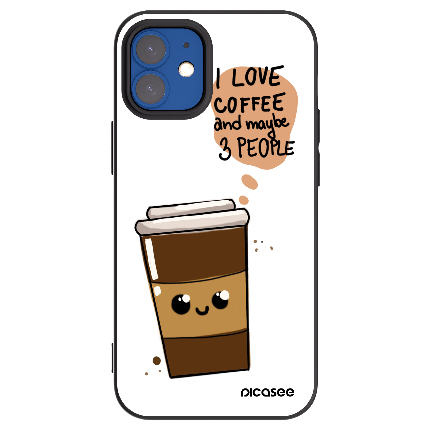 Picasee silikonový černý obal pro Apple iPhone 12 mini - Cute coffee