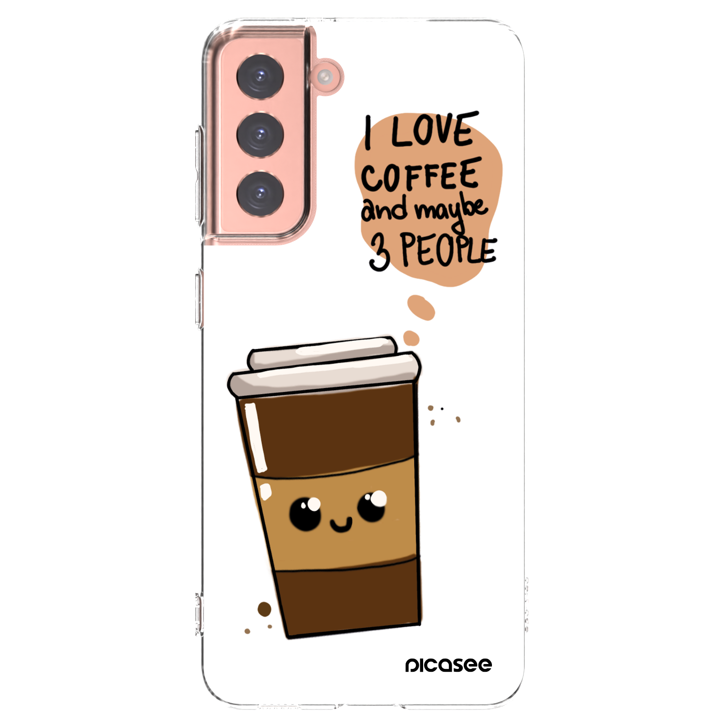 Picasee silikonový průhledný obal pro Samsung Galaxy S21 5G G991B - Cute coffee