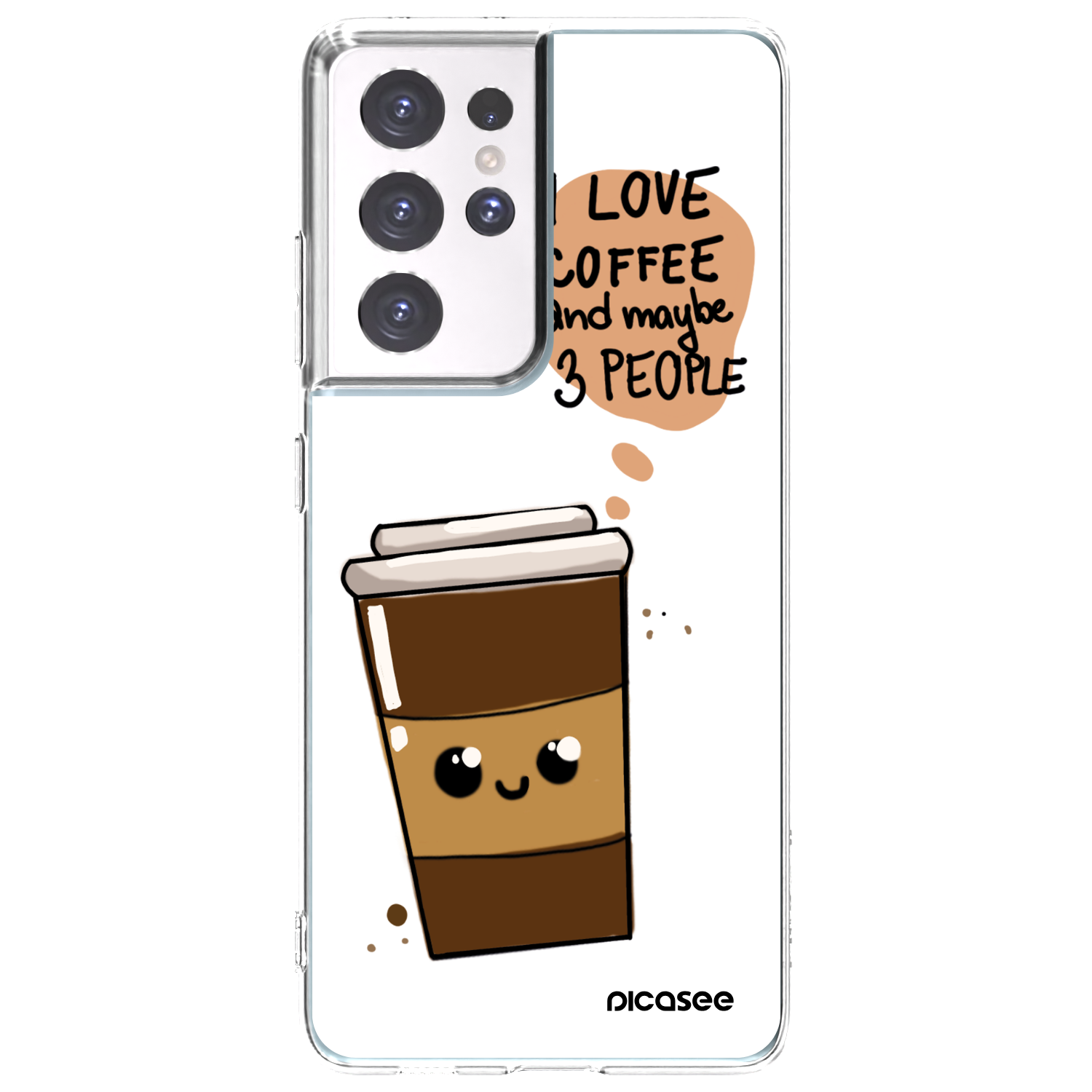 Picasee silikonový průhledný obal pro Samsung Galaxy S21 Ultra 5G G998B - Cute coffee