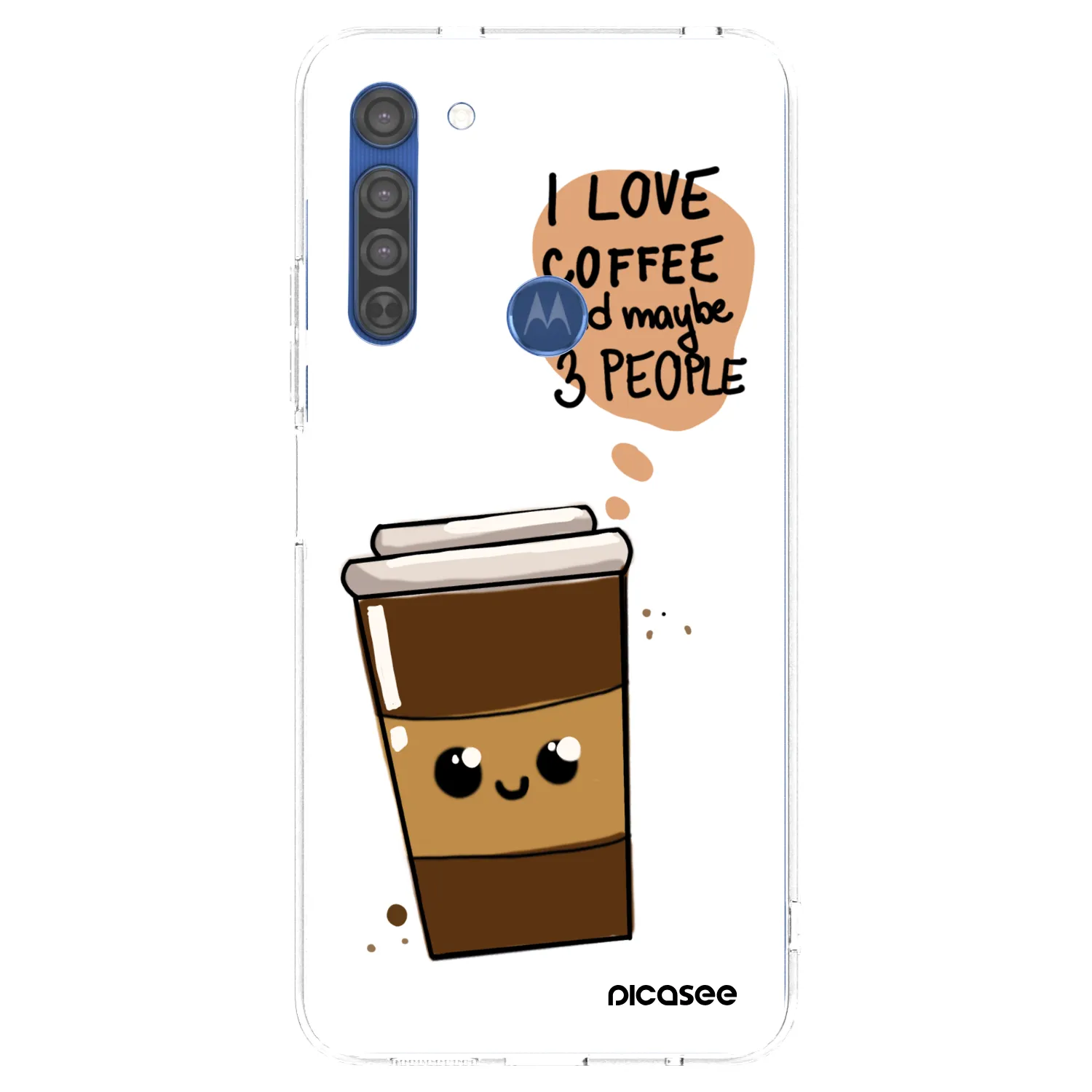Picasee silikonový průhledný obal pro Motorola Moto G8 - Cute coffee