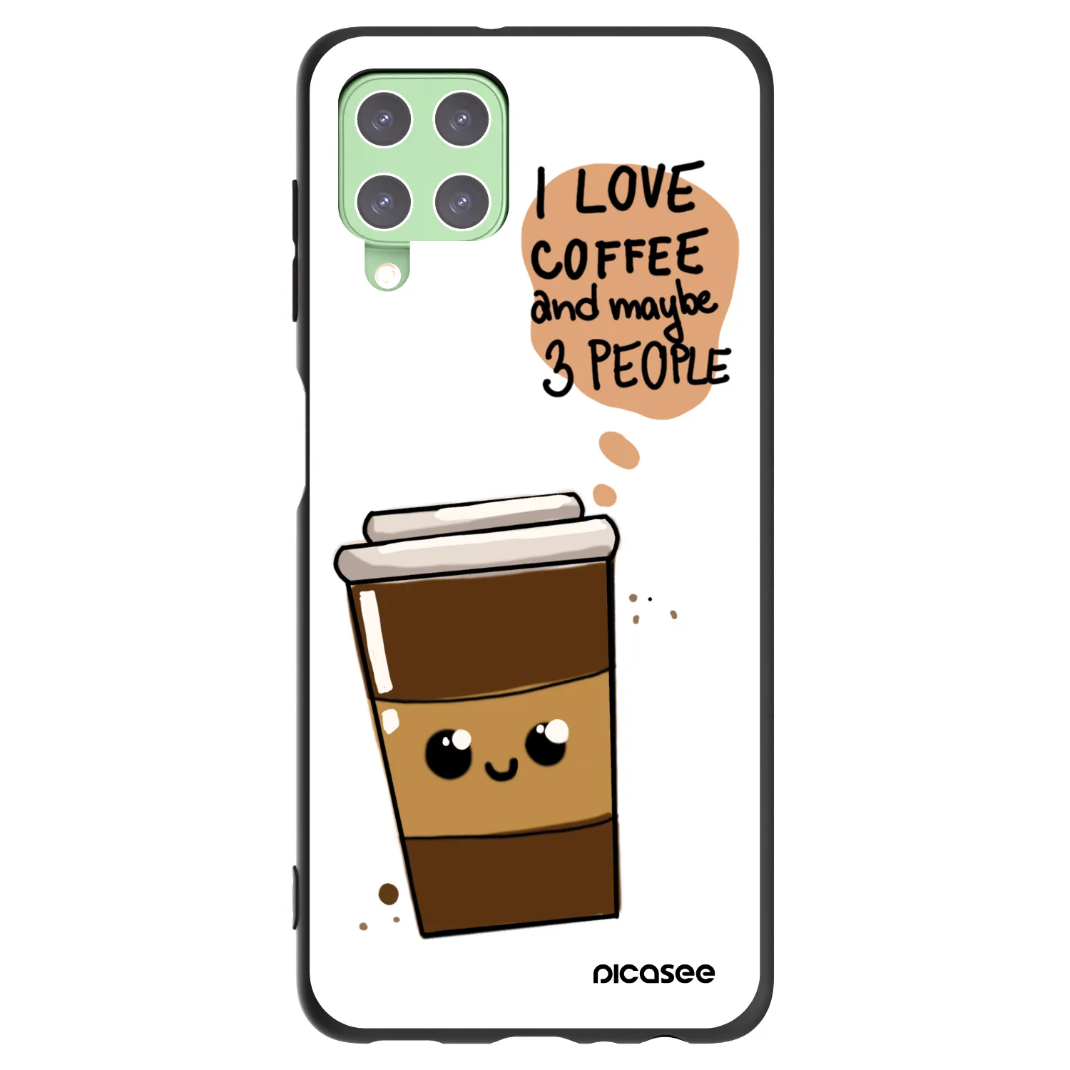 Picasee silikonový černý obal pro Samsung Galaxy A22 A225F 4G - Cute coffee