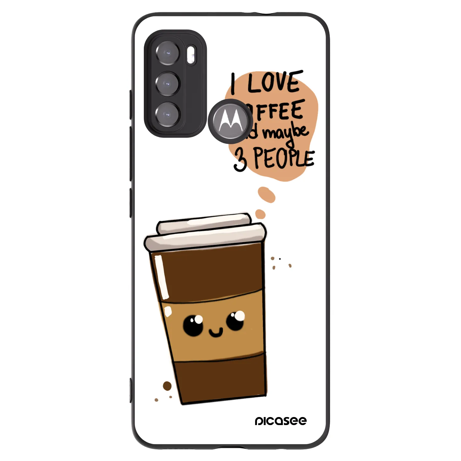 Picasee silikonový černý obal pro Motorola Moto G60 - Cute coffee