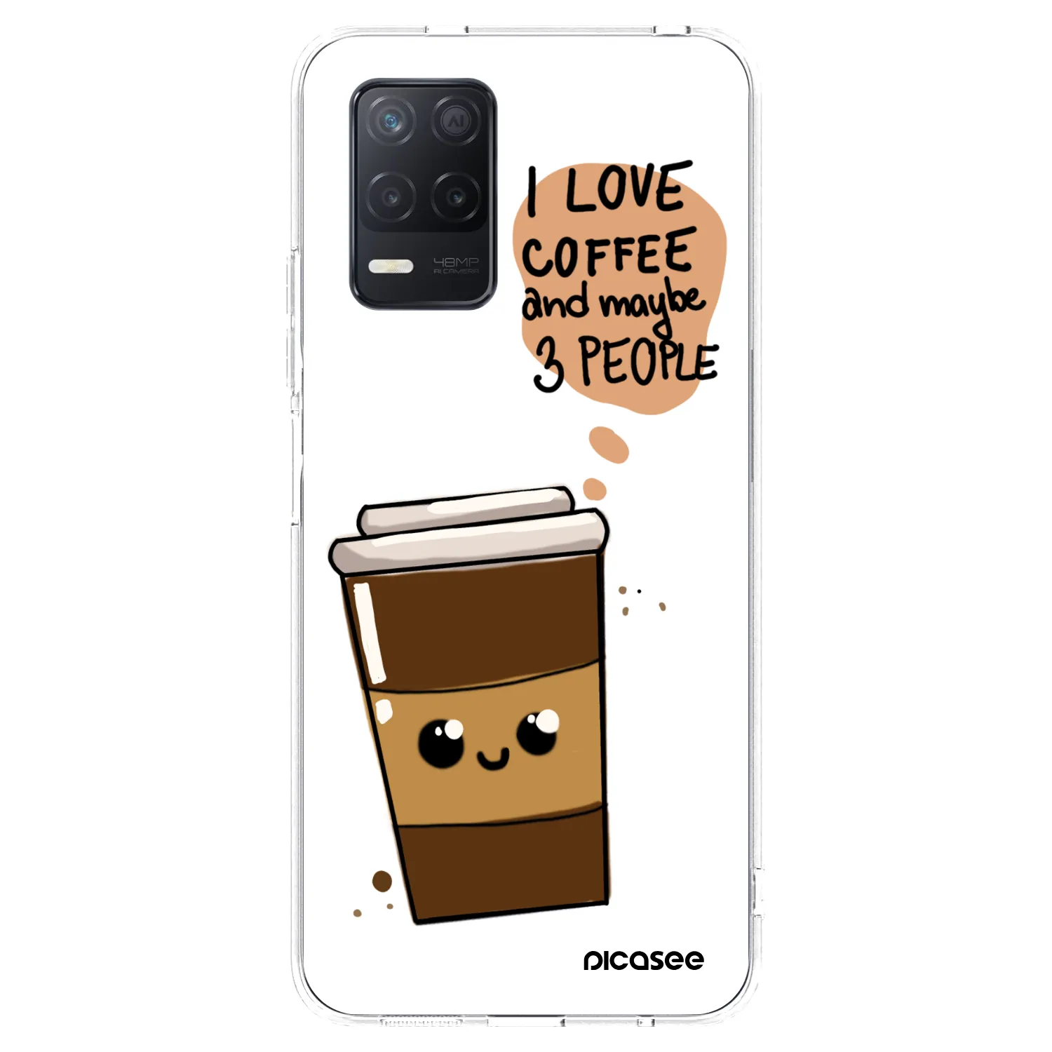Picasee silikonový průhledný obal pro Realme 8 5G - Cute coffee