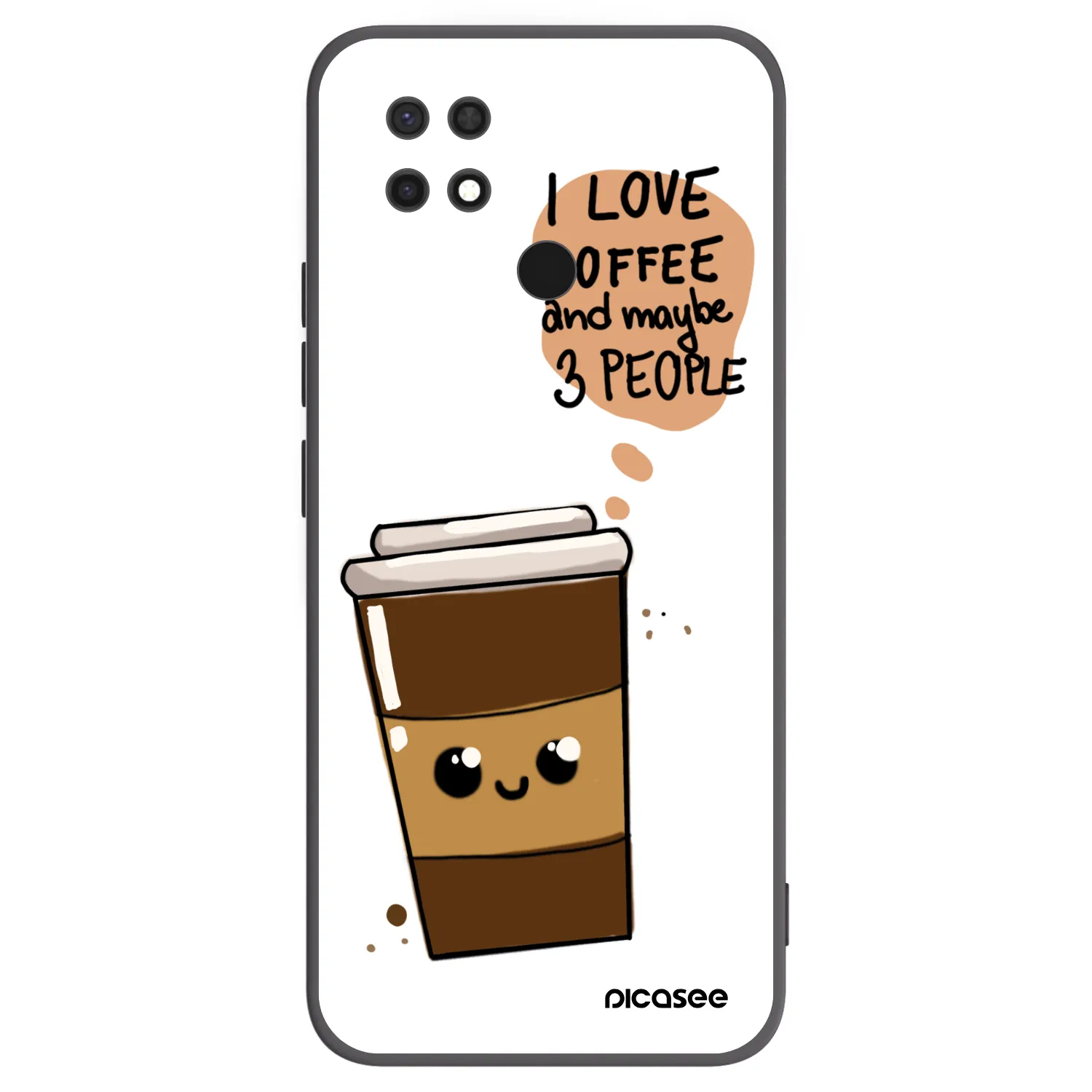 Picasee silikonový černý obal pro Xiaomi Redmi 10C - Cute coffee