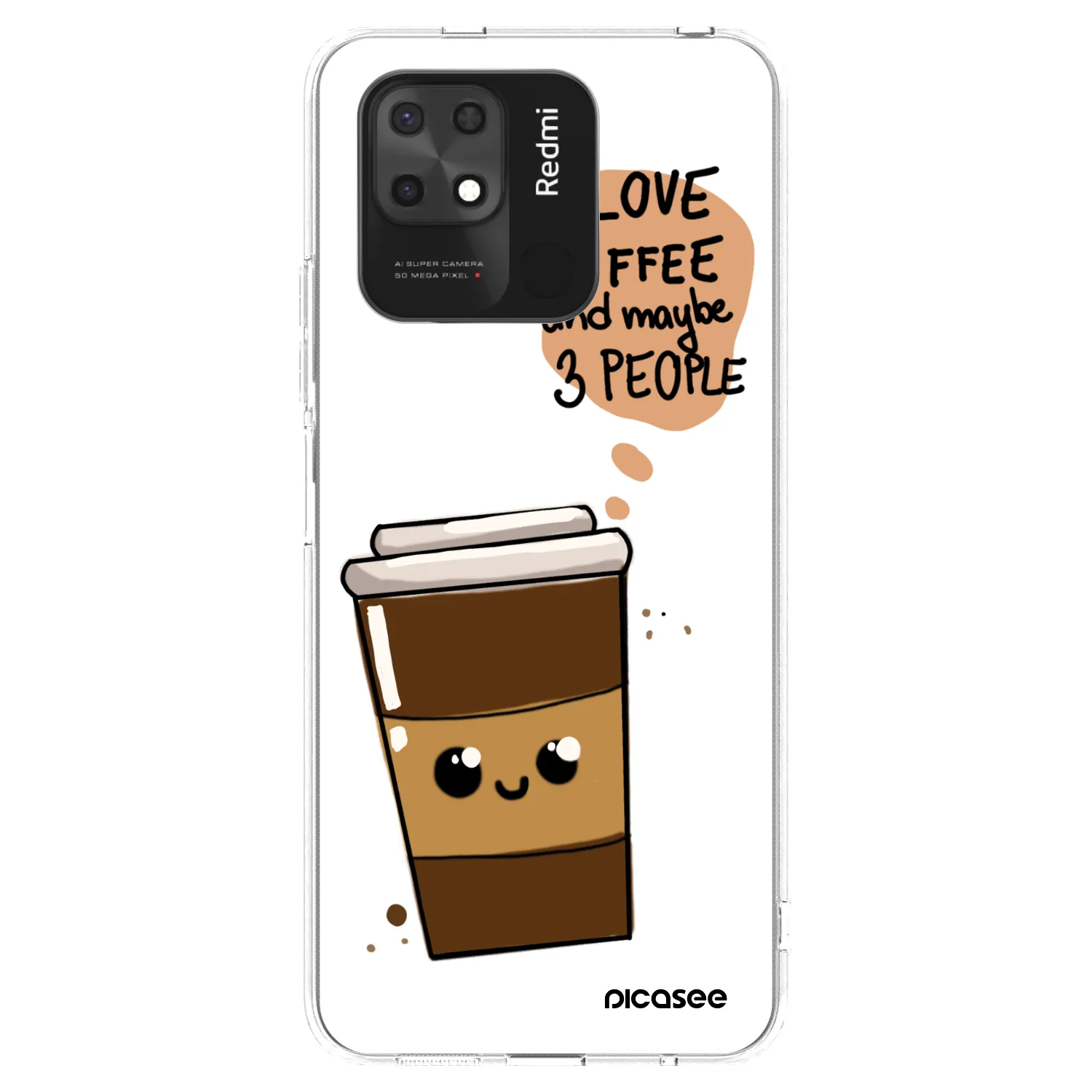 Picasee silikonový průhledný obal pro Xiaomi Redmi 10C - Cute coffee