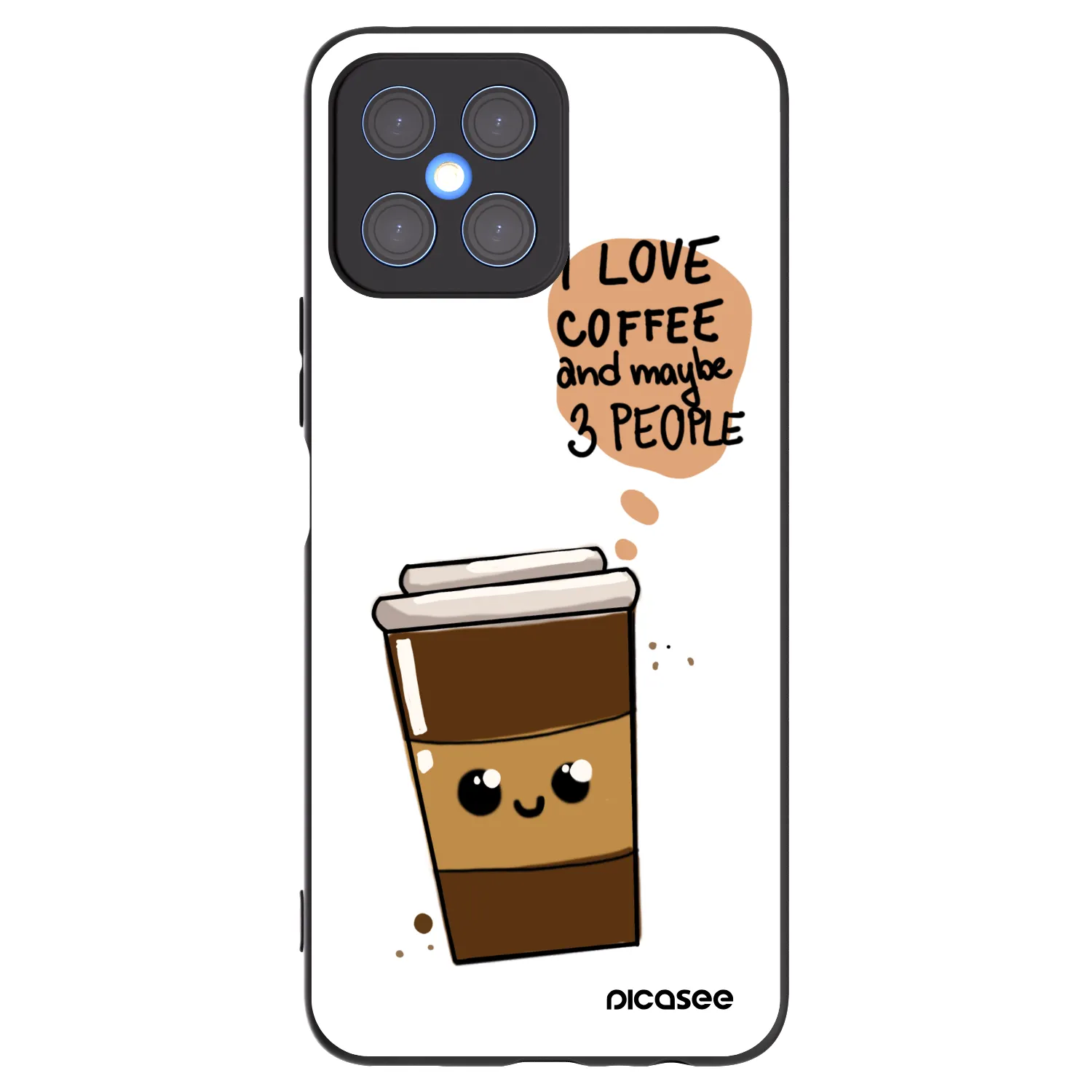 Picasee silikonový černý obal pro Honor X8 4G - Cute coffee