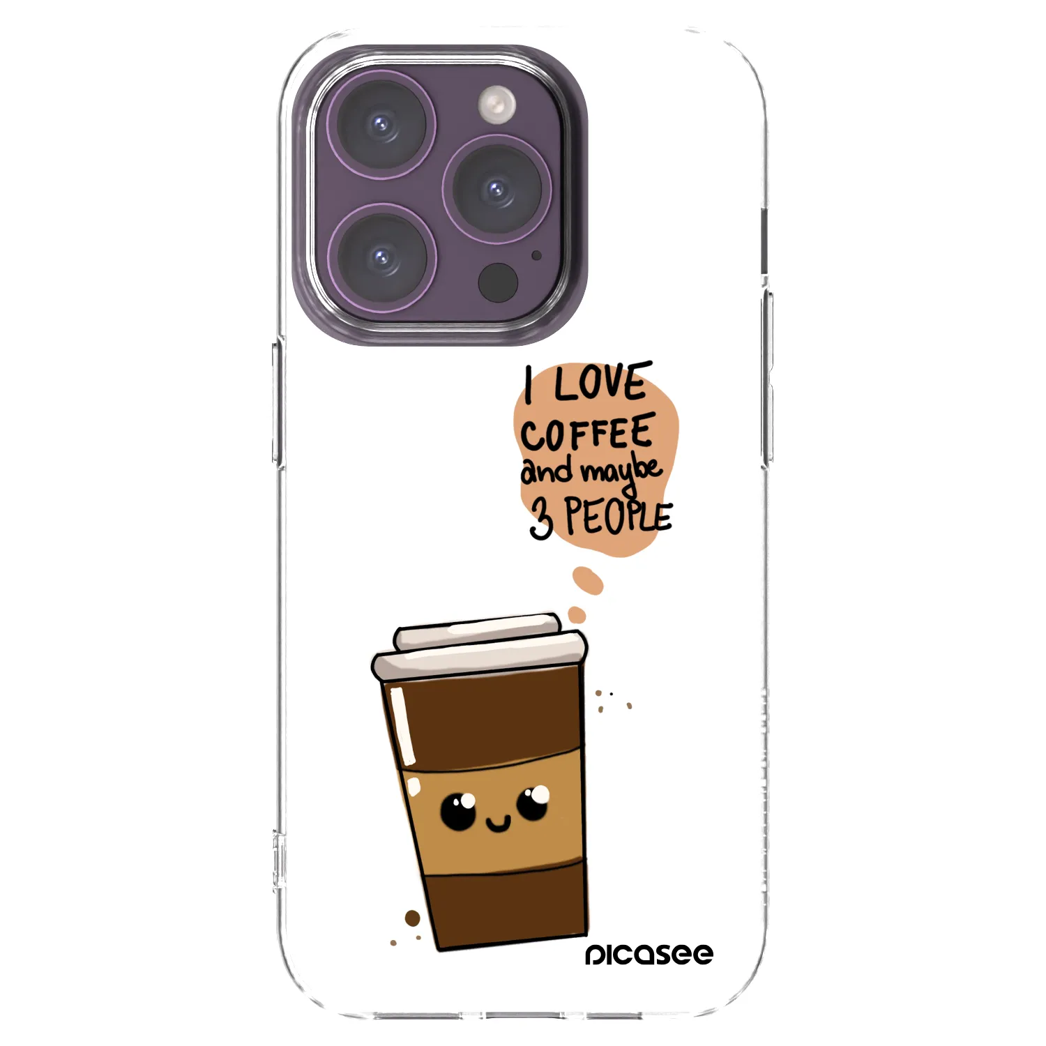 Picasee silikonový průhledný obal pro Apple iPhone 14 Pro - Cute coffee
