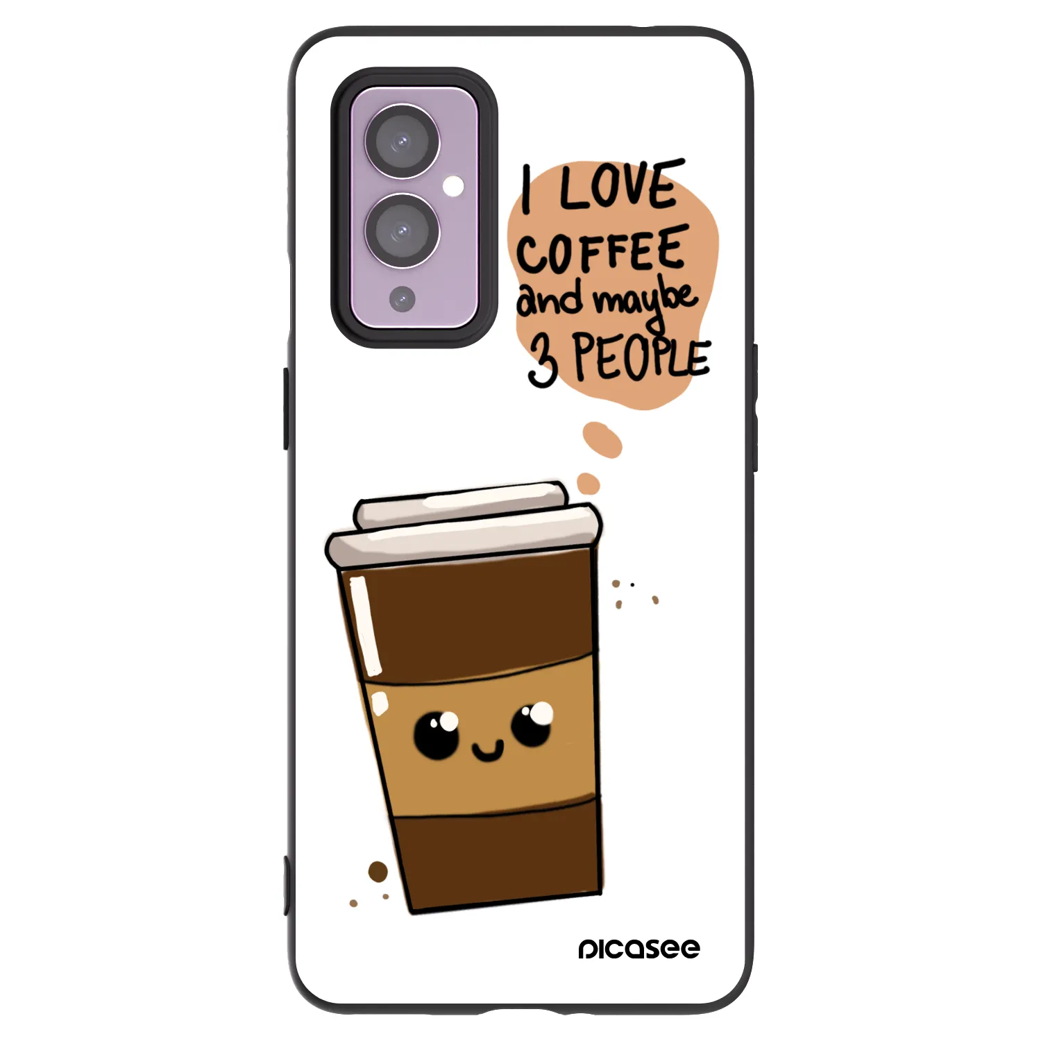 Picasee silikonový černý obal pro OnePlus 9 - Cute coffee