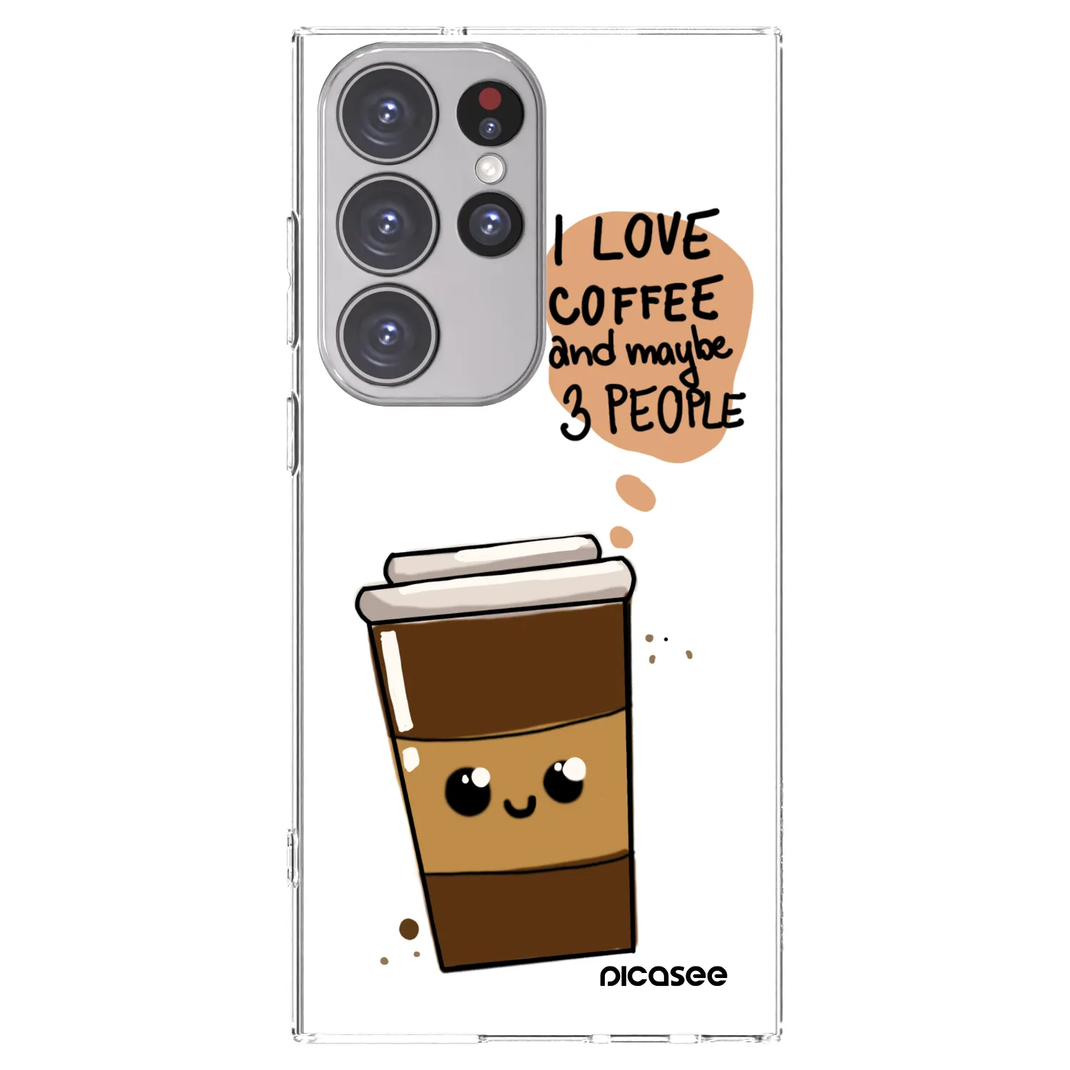 Picasee silikonový průhledný obal pro Samsung Galaxy S23 Ultra 5G - Cute coffee