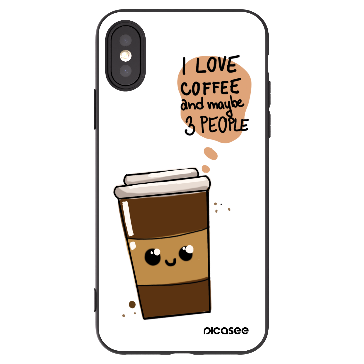 Picasee silikonový černý obal pro Apple iPhone X/XS - Cute coffee