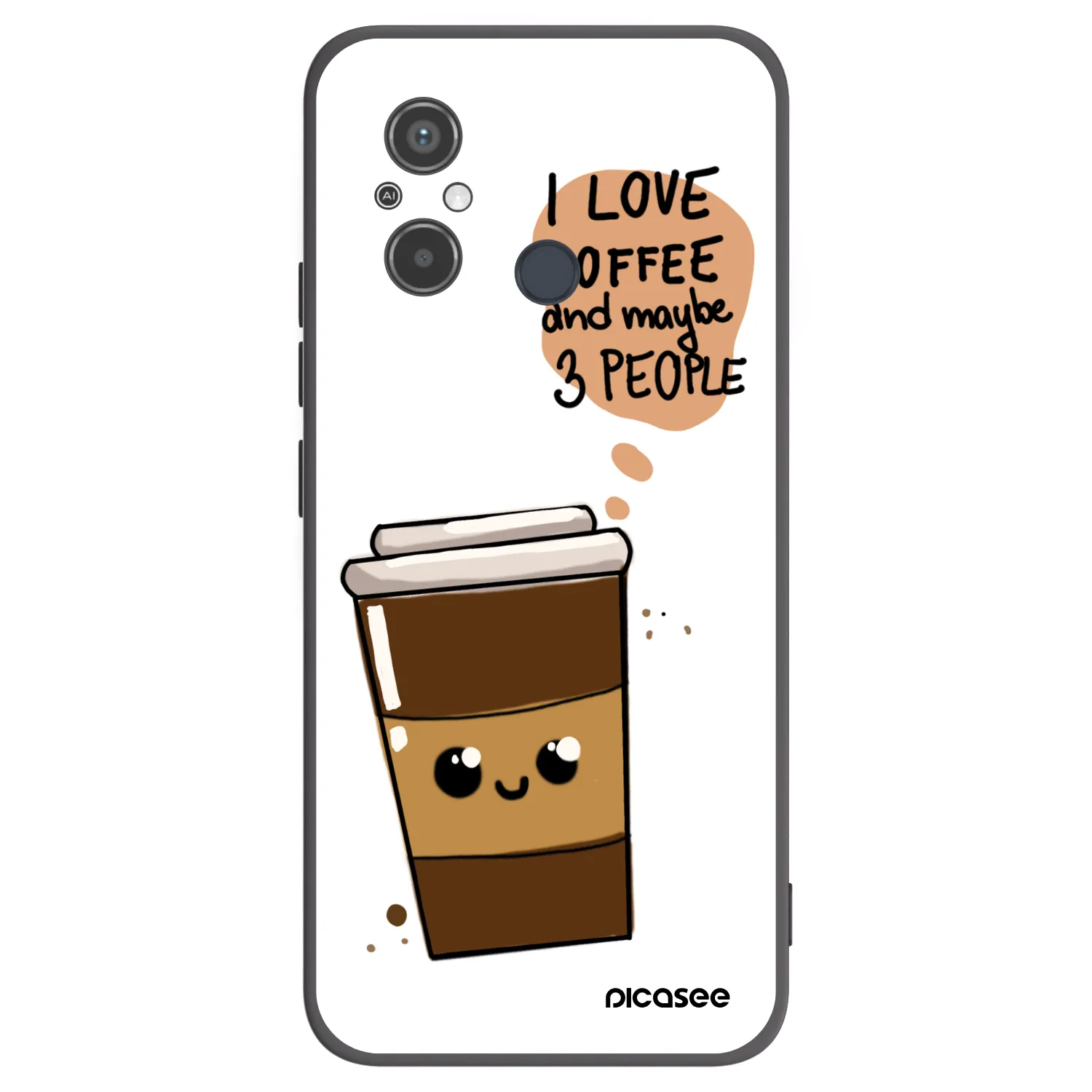 Picasee silikonový černý obal pro Xiaomi Redmi 12C - Cute coffee