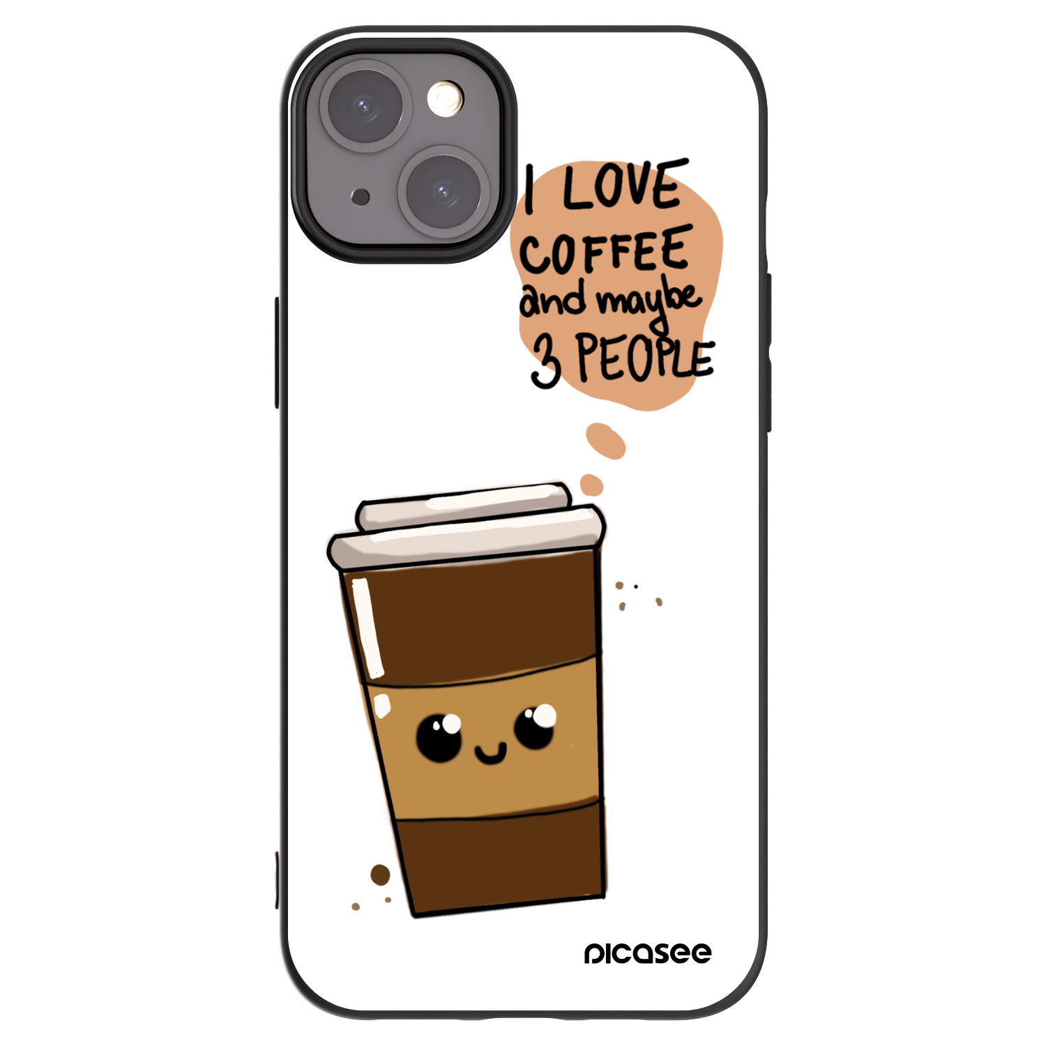 Picasee silikonový černý obal pro Apple iPhone 15 Plus - Cute coffee