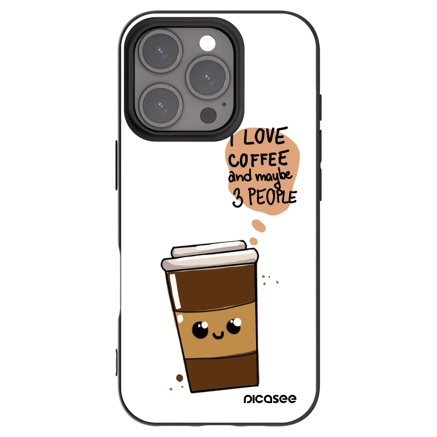Picasee silikonový černý obal pro Apple iPhone 16 Pro - Cute coffee