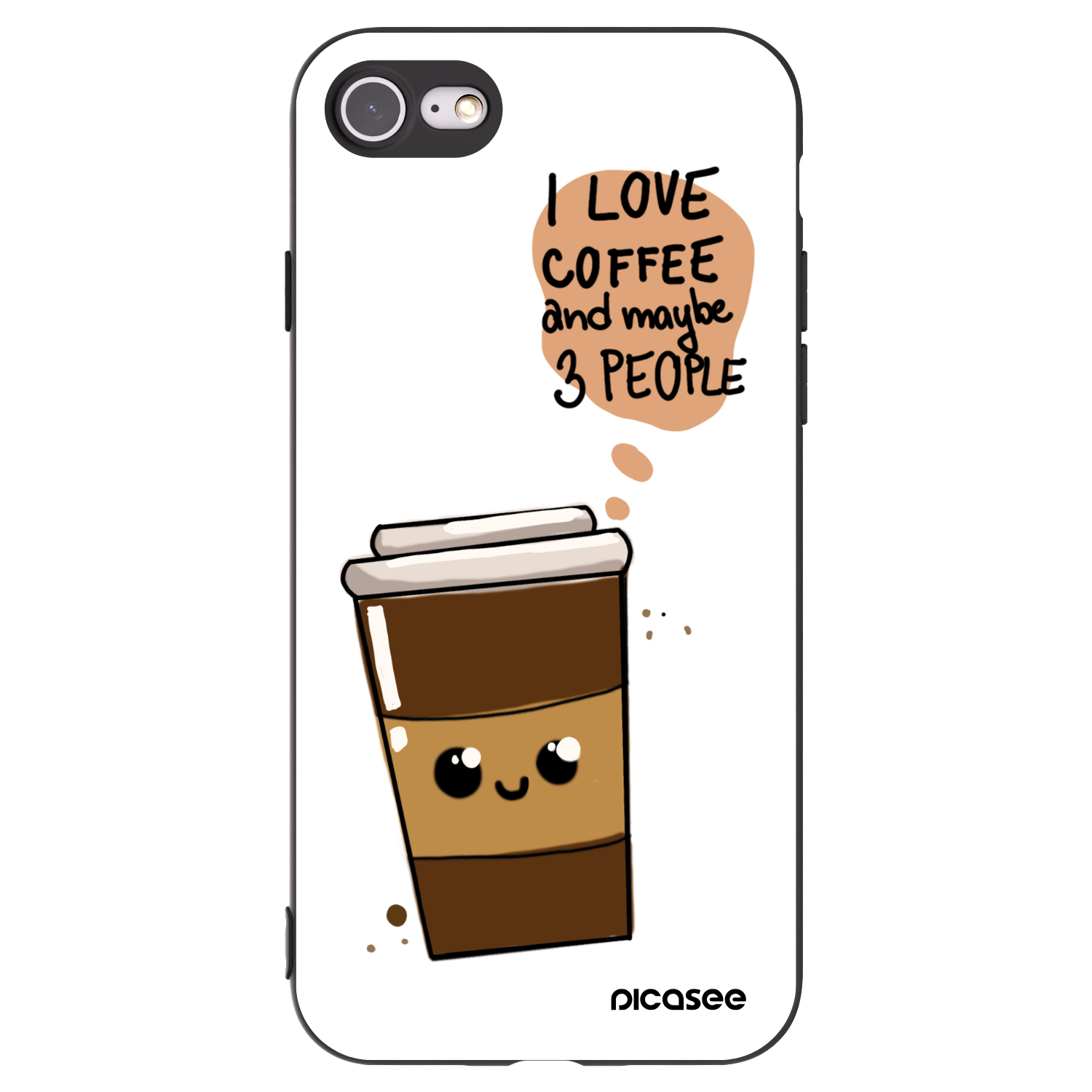 Picasee silikonový černý obal pro Apple iPhone 8 - Cute coffee