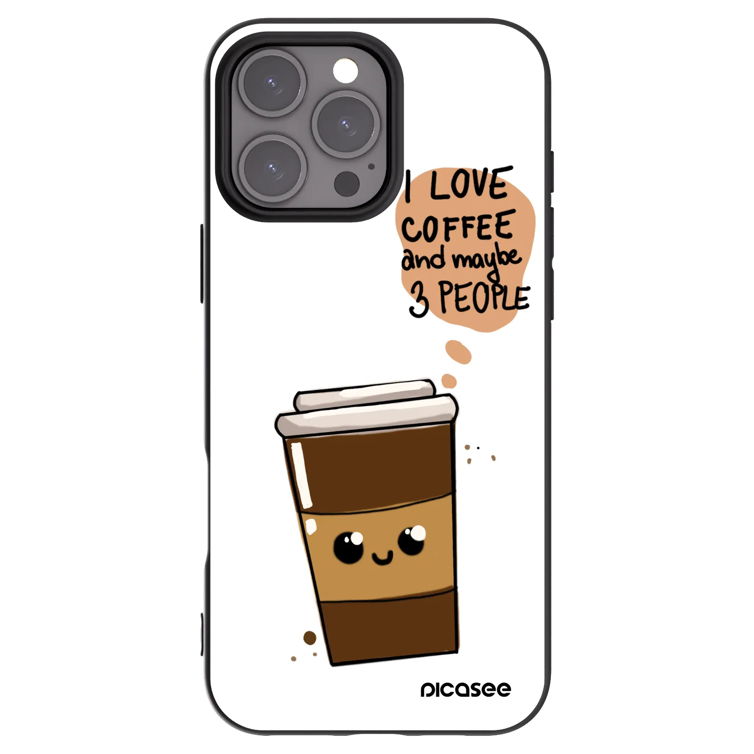 Picasee silikonový černý obal pro Apple iPhone 16 Pro Max - Cute coffee